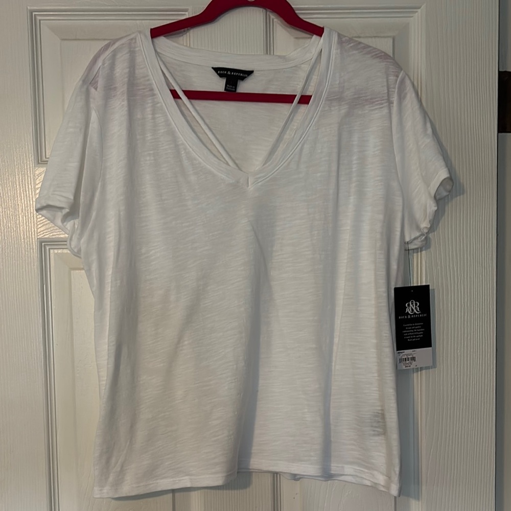 Rock & Republic White Relaxed Short Sleeve T-Shirt